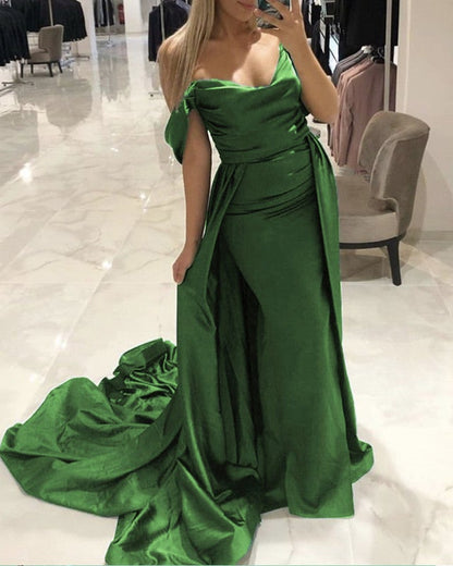 Mermaid Ruched Satin Off The Shoulder Dresses