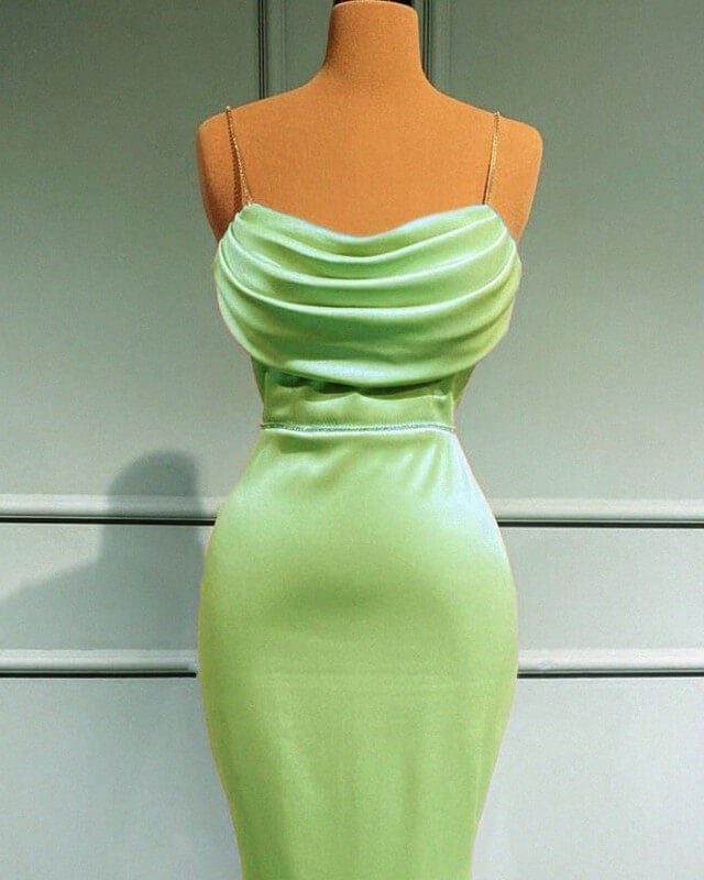 Mermaid Sage Green Spandex Dresses Cowl Neck