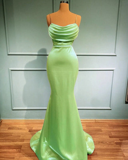 Mermaid Sage Green Spandex Dresses Cowl Neck
