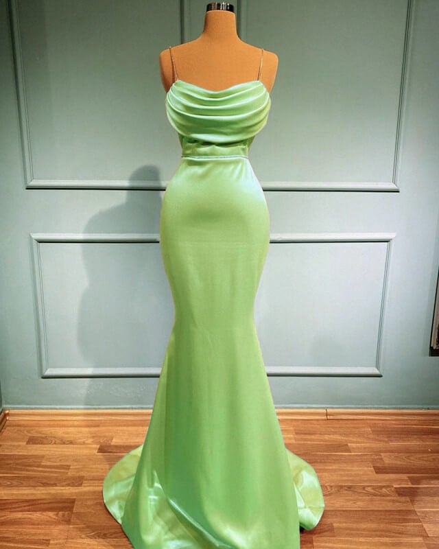 Mermaid Sage Green Spandex Dresses Cowl Neck