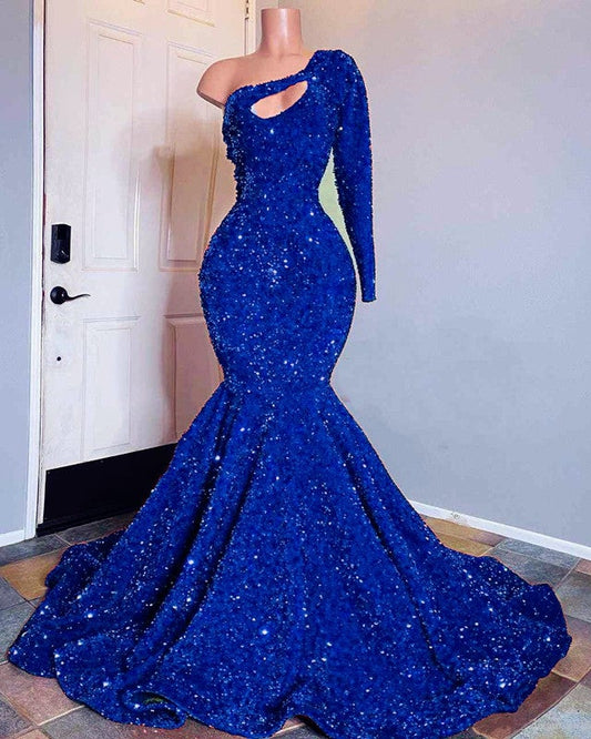 Mermaid Sequin One Shoulder Prom Dresses