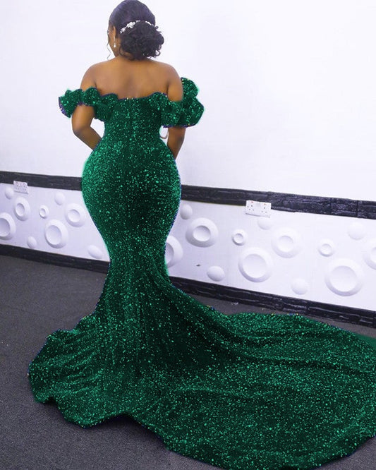 Mermaid Sequins Dresses Off The Shoulder