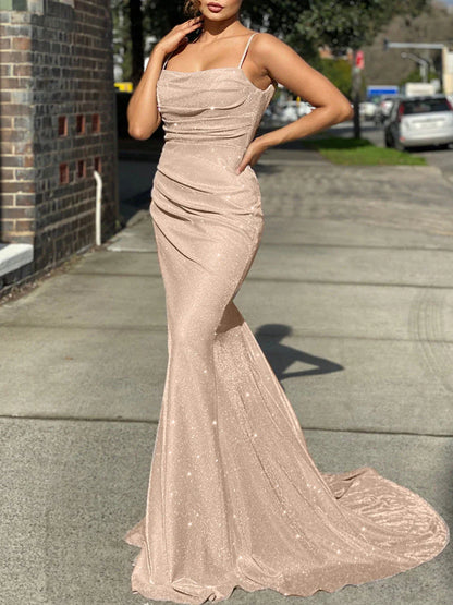Aimishang Evening Dresses Mermaid Open Back Prom Dresses Polyester Floor Length