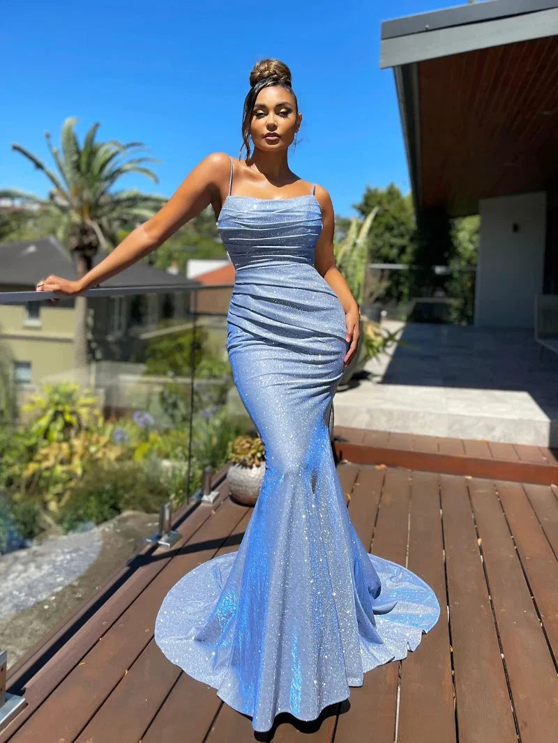 Aimishang Evening Dresses Mermaid Open Back Prom Dresses Polyester Floor Length