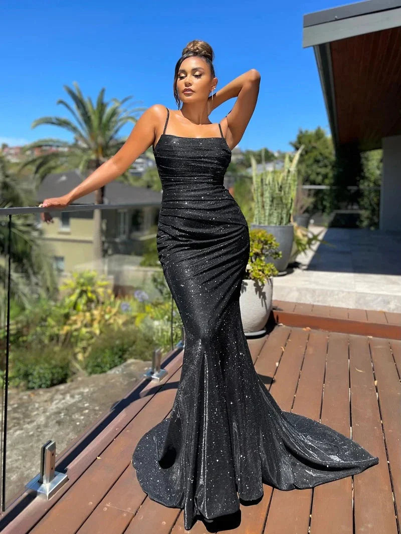 Aimishang Evening Dresses Mermaid Open Back Prom Dresses Polyester Floor Length