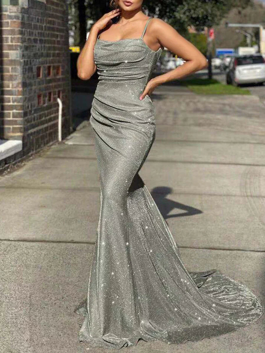 Aimishang Evening Dresses Mermaid Open Back Prom Dresses Polyester Floor Length
