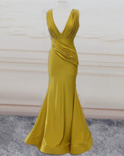 Mermaid V Neck Ruched Bridesmaid Dresses