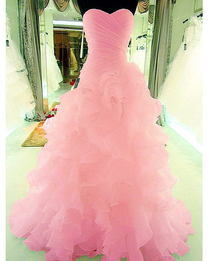 Mermaid Wedding Dresses Sweetheart Organza Ruffles Train