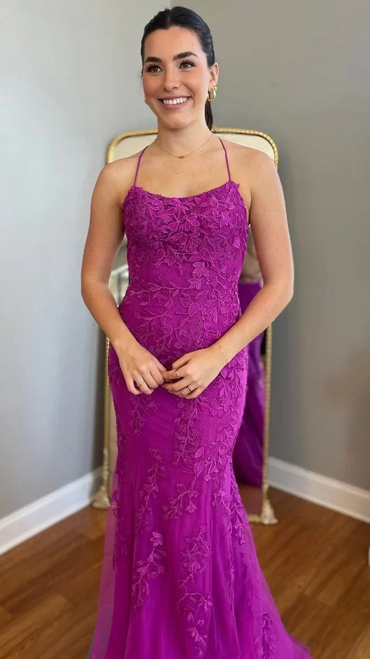 Mermaid Appliques Long Prom Dress Tulle Party Dress, Senior Prom Dresses,AST1607