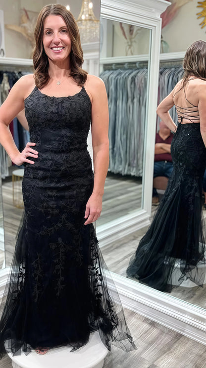 Mermaid Appliques Long Prom Dress Tulle Party Dress, Senior Prom Dresses,AST1607