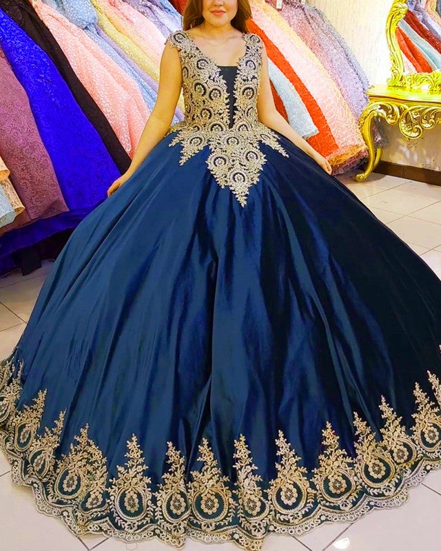 Mexican Themed Quinceanera Dresses Ball Gown Gold Lace