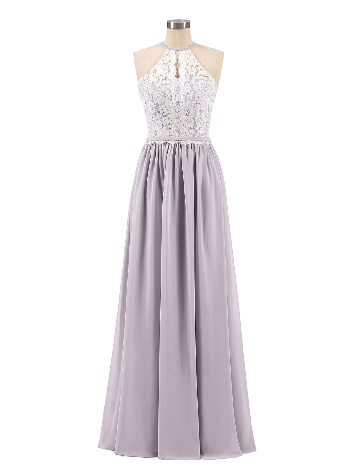 Halter Maxi Dress with Ivory Lace Bodice-Dusk Plus Size