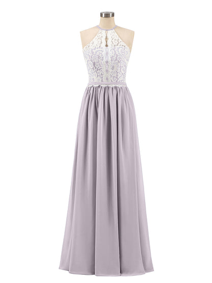 Halter Maxi Dress with Ivory Lace Bodice-Dusk Plus Size