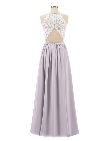 Halter Maxi Dress with Ivory Lace Bodice-Dusk Plus Size