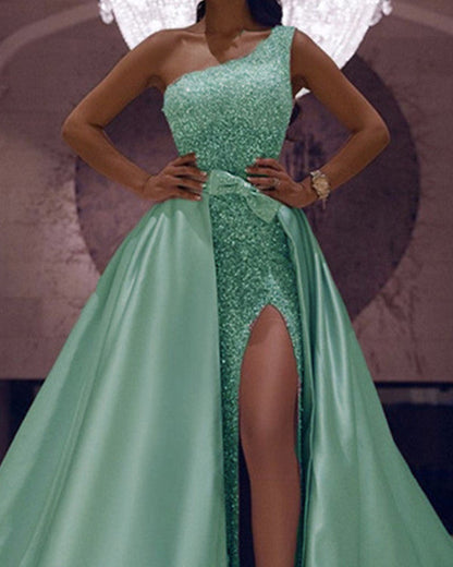 Mint Green Prom Dresses Mermaid Sequins One Shoulder