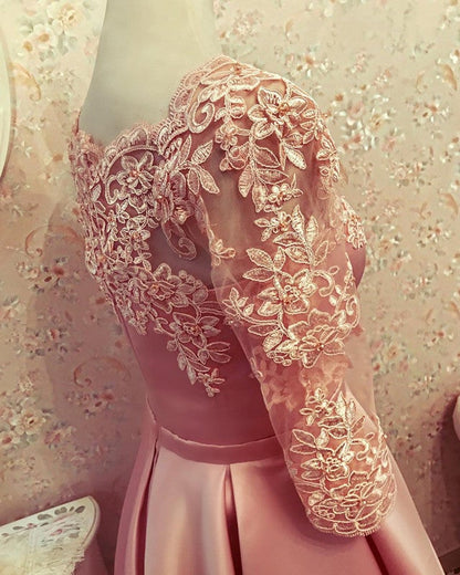 Modest Homecoming Dresses Lace 3/4 Sleeves