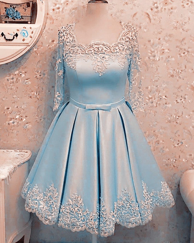 Modest Homecoming Dresses Lace 3/4 Sleeves