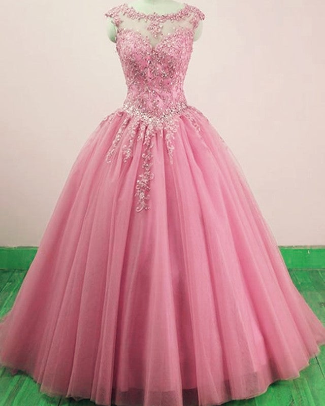 Modest Quinceanera Dresses Tulle Ball Gown Lace Appliques
