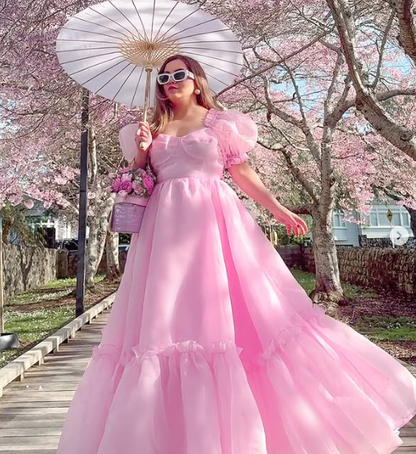 Vintage Pink A-line Prom Dress,Pink Birthday Party Dress  cc1339