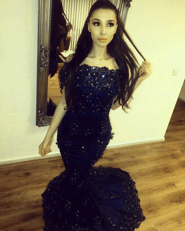 Off Shoulder Lace Mermaid Evening Dresses Elegant