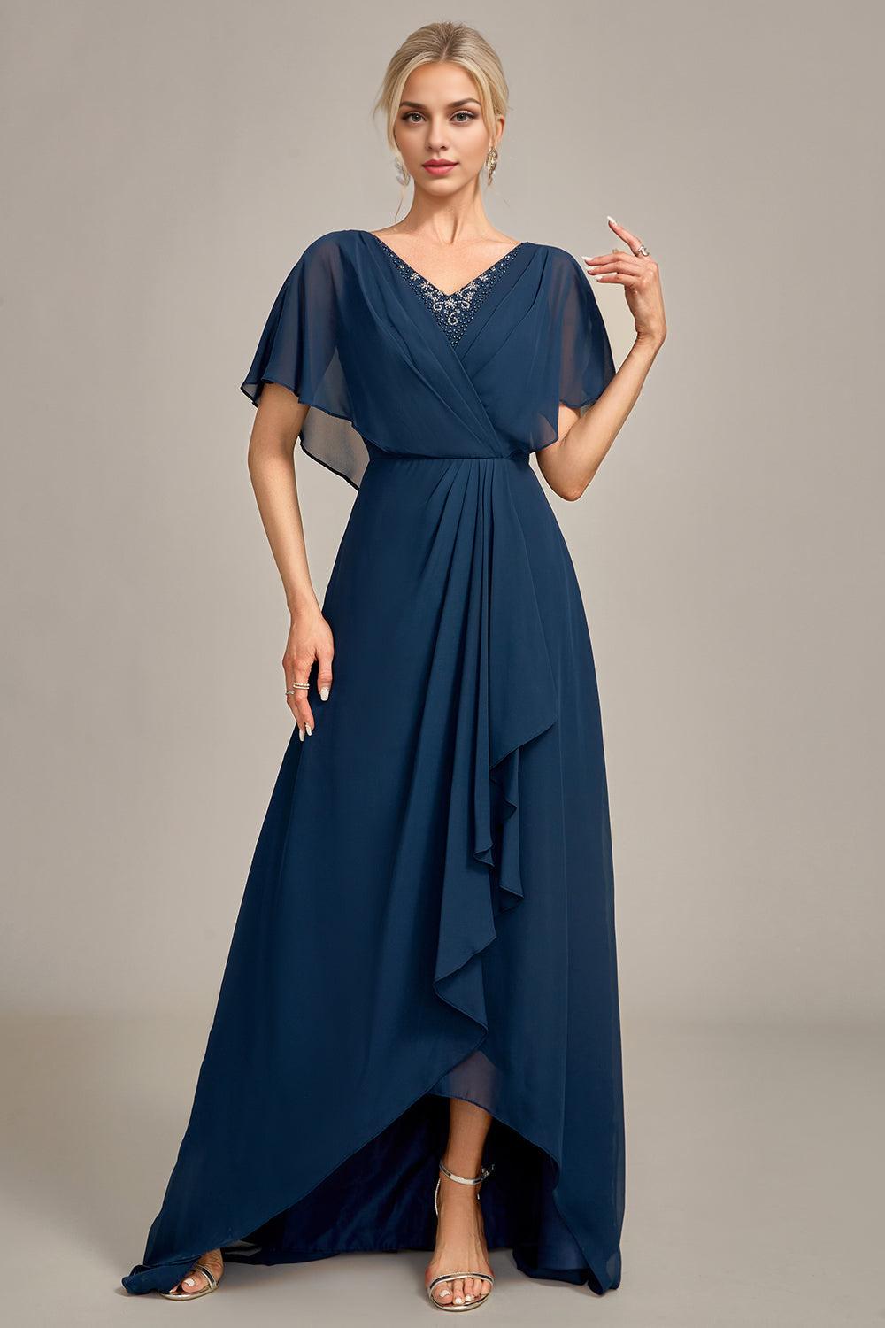 A-Line Asymmetrical Sequins Mother of the Bride Dress With Beading