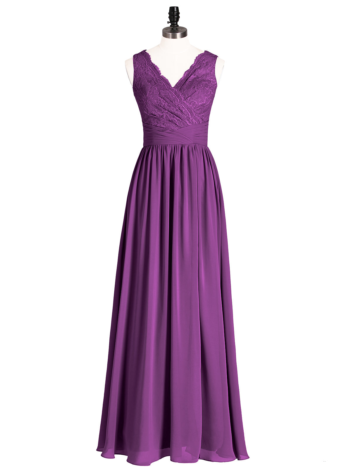 V Neck Chiffon And Lace Dress with Slit Grape Plus Size