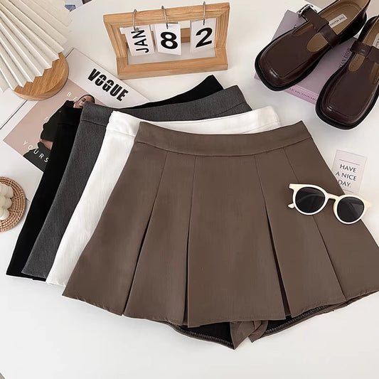 Chic and unique high-waisted pleated midi skirt, flattering and slimming, perfect for summer. Also includes a short A-line skirt for women.  11446