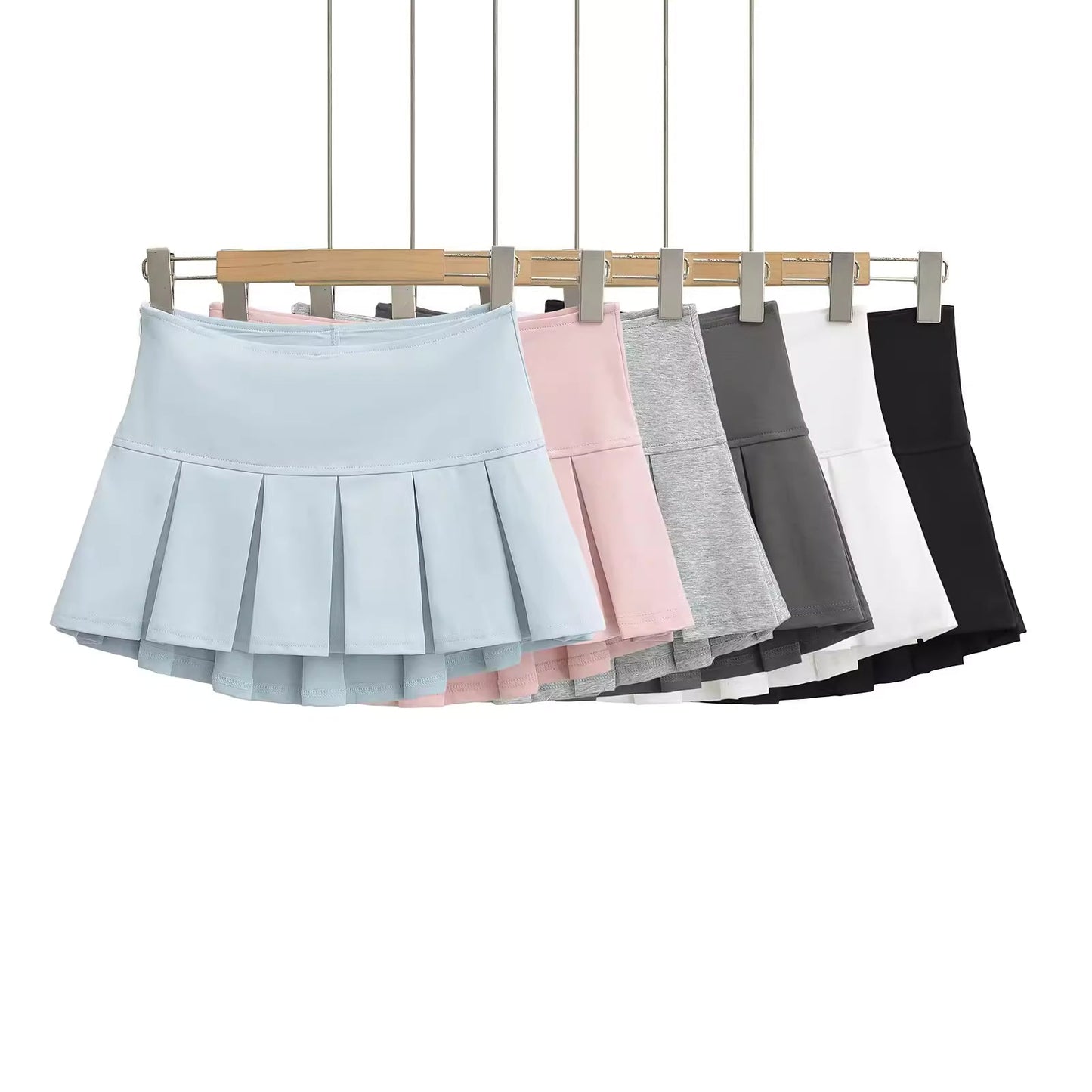 High-waisted, slimming A-line pleated skirt for women, summer style, anti-exposure, fashionable and versatile sporty short skirt. 11398