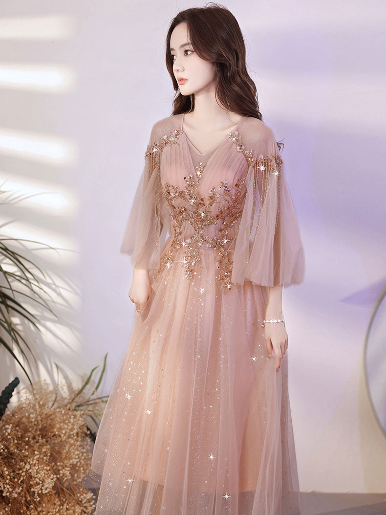 Pink Aline Tulle short prom dress pink tulle cocktail dress