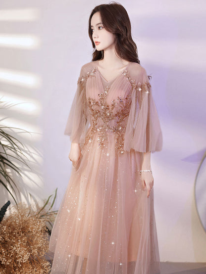 Pink Aline Tulle short prom dress pink tulle cocktail dress