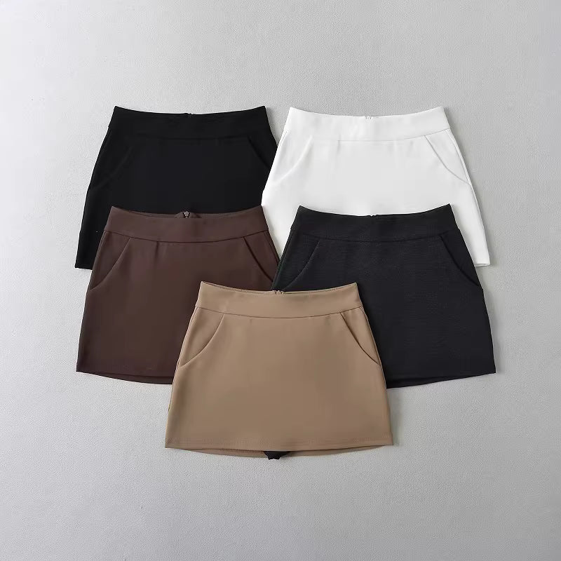 Elegant white minimalist midi skirt for women, summer tight-fitting bodycon skirt, high-waisted, perfect for petite and sexy women.  11437