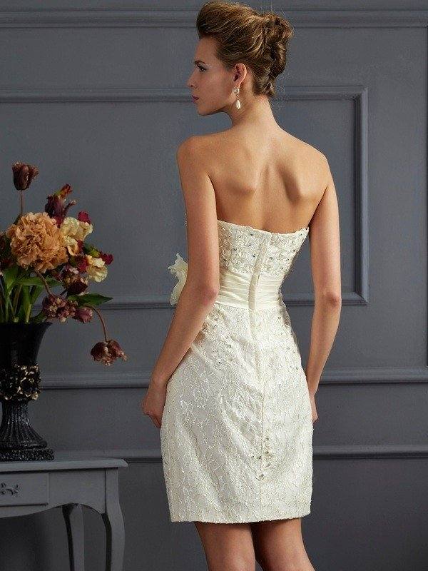 Sheath/Column Sweetheart Sleeveless Beading Short Taffeta Mother of the Bride Dresses - RongMoon