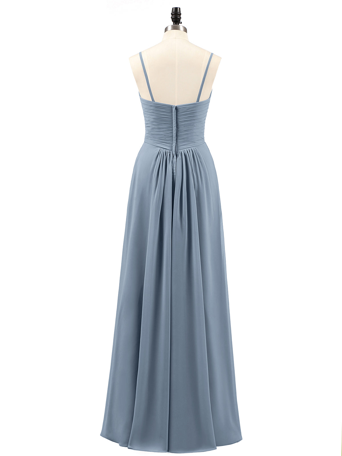 Chiffon Bridesmaid Dresses with Cascade Skirt-Dusty Blue