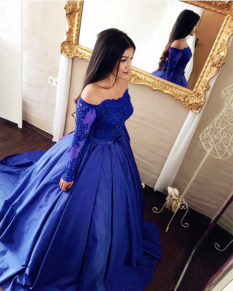 Off Shoulder Long Sleeves Wedding Dresses Ball Gowns