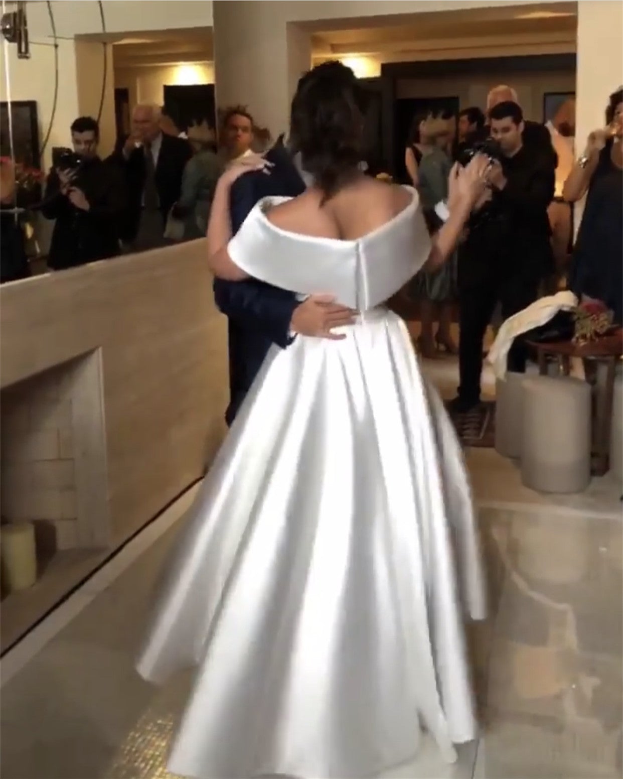 Off Shoulder Satin Wedding Dresses Front Short Long In Back