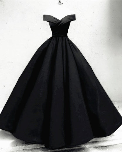 Off The Shoulder Ball Gown Satin Dresses