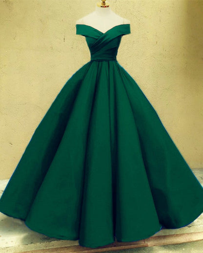 Off The Shoulder Ball Gown Satin Dresses