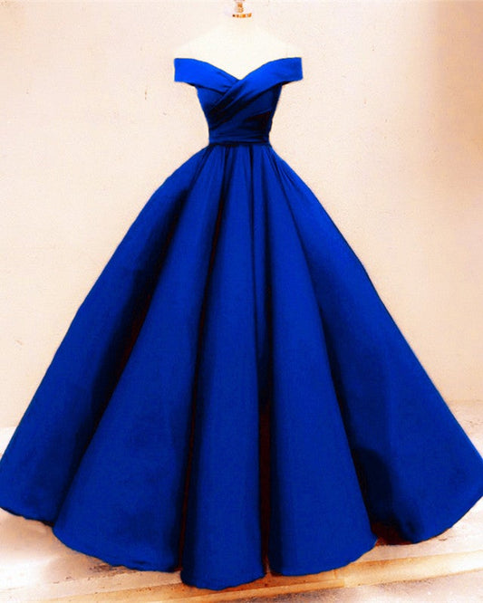 Off The Shoulder Ball Gown Satin Dresses