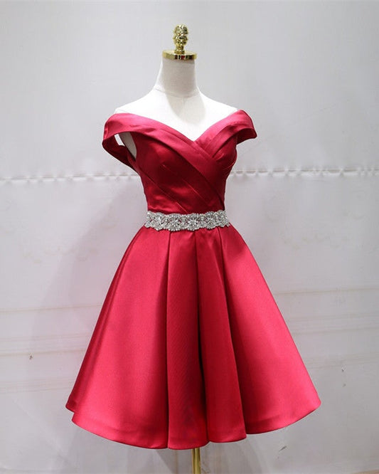 Off The Shoulder Homecoming Dresses Beaded Sashes