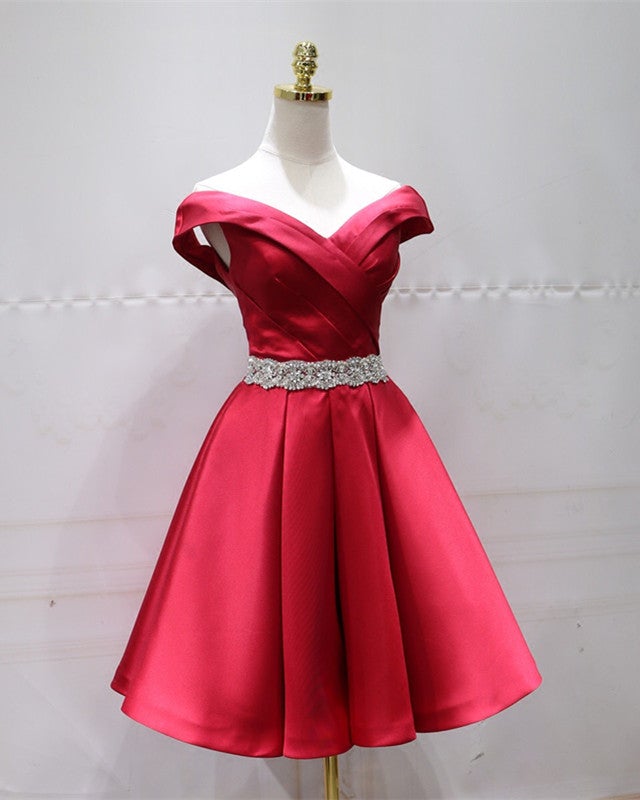 Off The Shoulder Homecoming Dresses Beaded Sashes