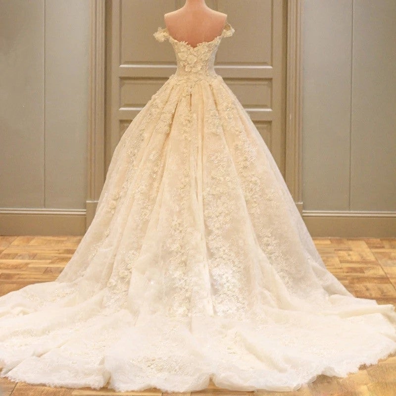 Off The Shoulder Lace Wedding Dresses Ball Gown