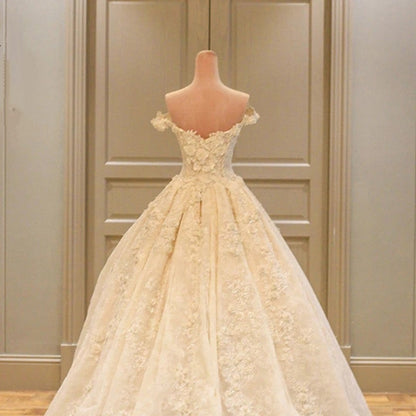 Off The Shoulder Lace Wedding Dresses Ball Gown