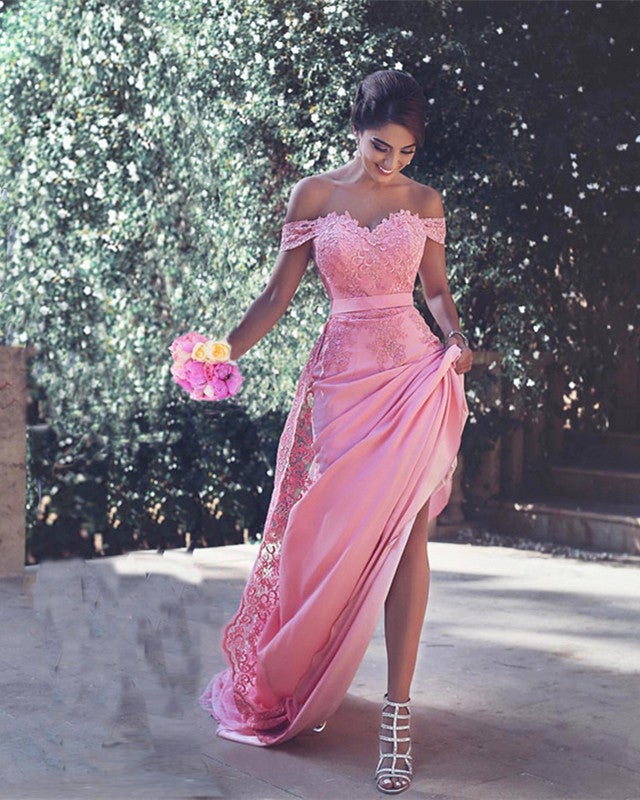 Off The Shoulder Mermaid Prom Dresses Lace Appliques