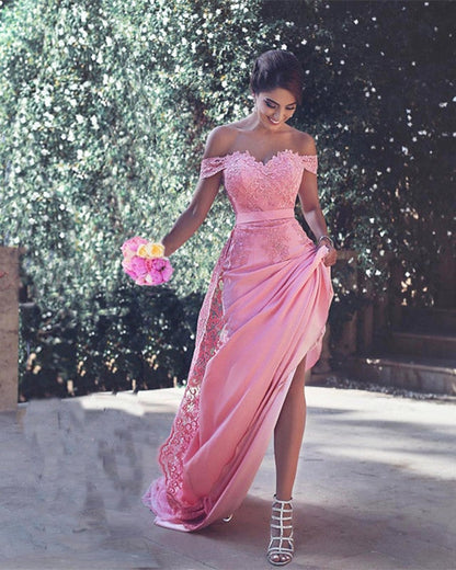 Off The Shoulder Mermaid Prom Dresses Lace Appliques