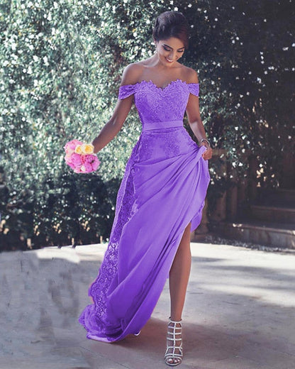 Off The Shoulder Mermaid Prom Dresses Lace Appliques