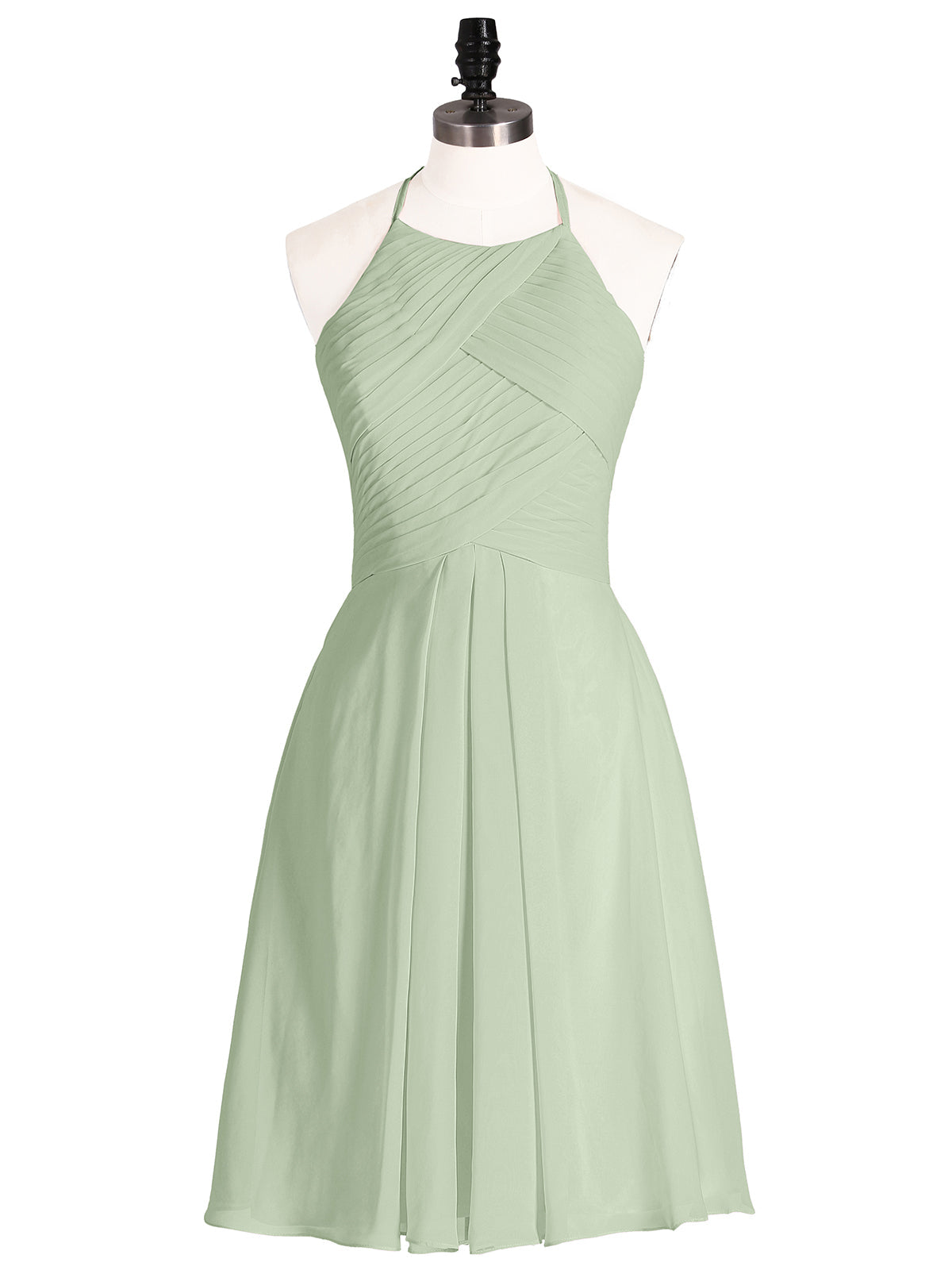 Short Chiffon Bridesmaid Dress with Pocket-Dusty Sage