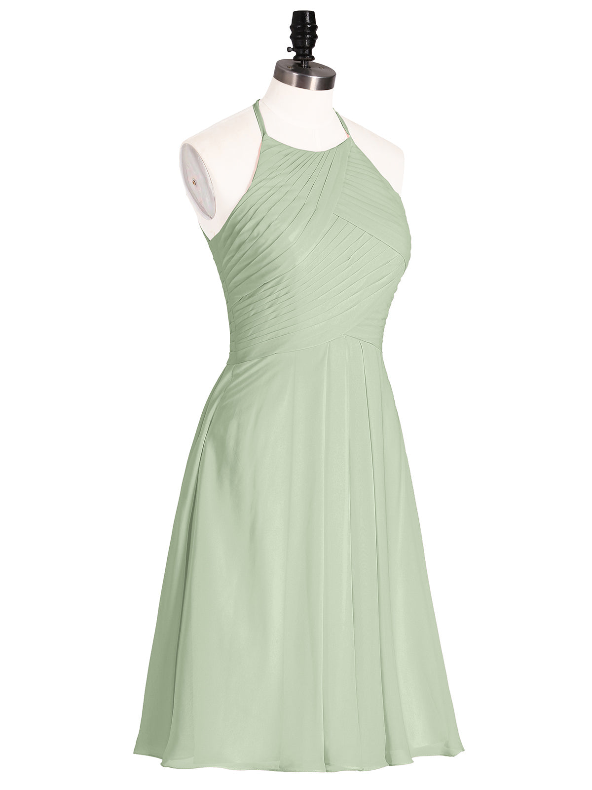 Short Chiffon Bridesmaid Dress with Pocket-Dusty Sage