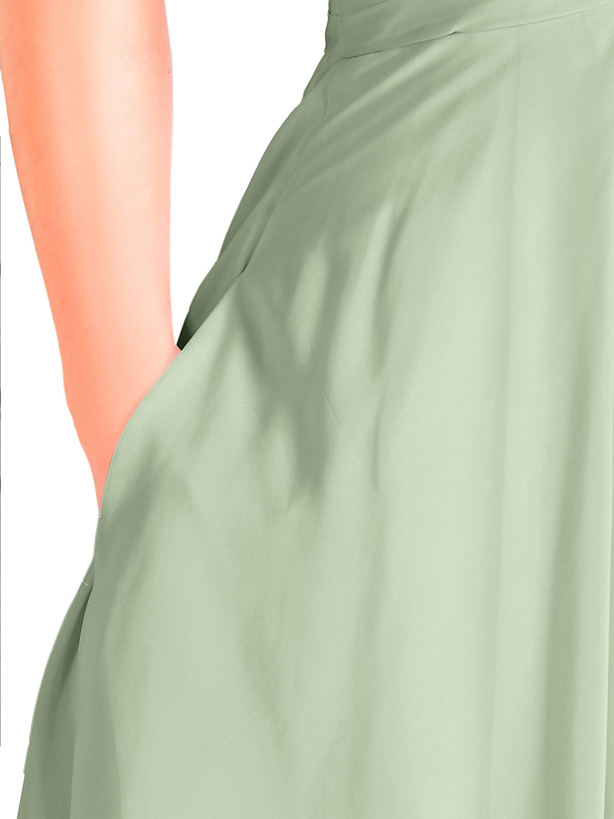Short Chiffon Bridesmaid Dress with Pocket-Dusty Sage