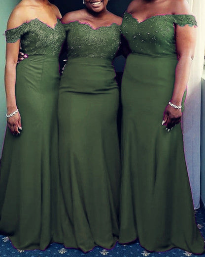 Mermaid Appliques Bridesmaid Dresses Off Shoulder