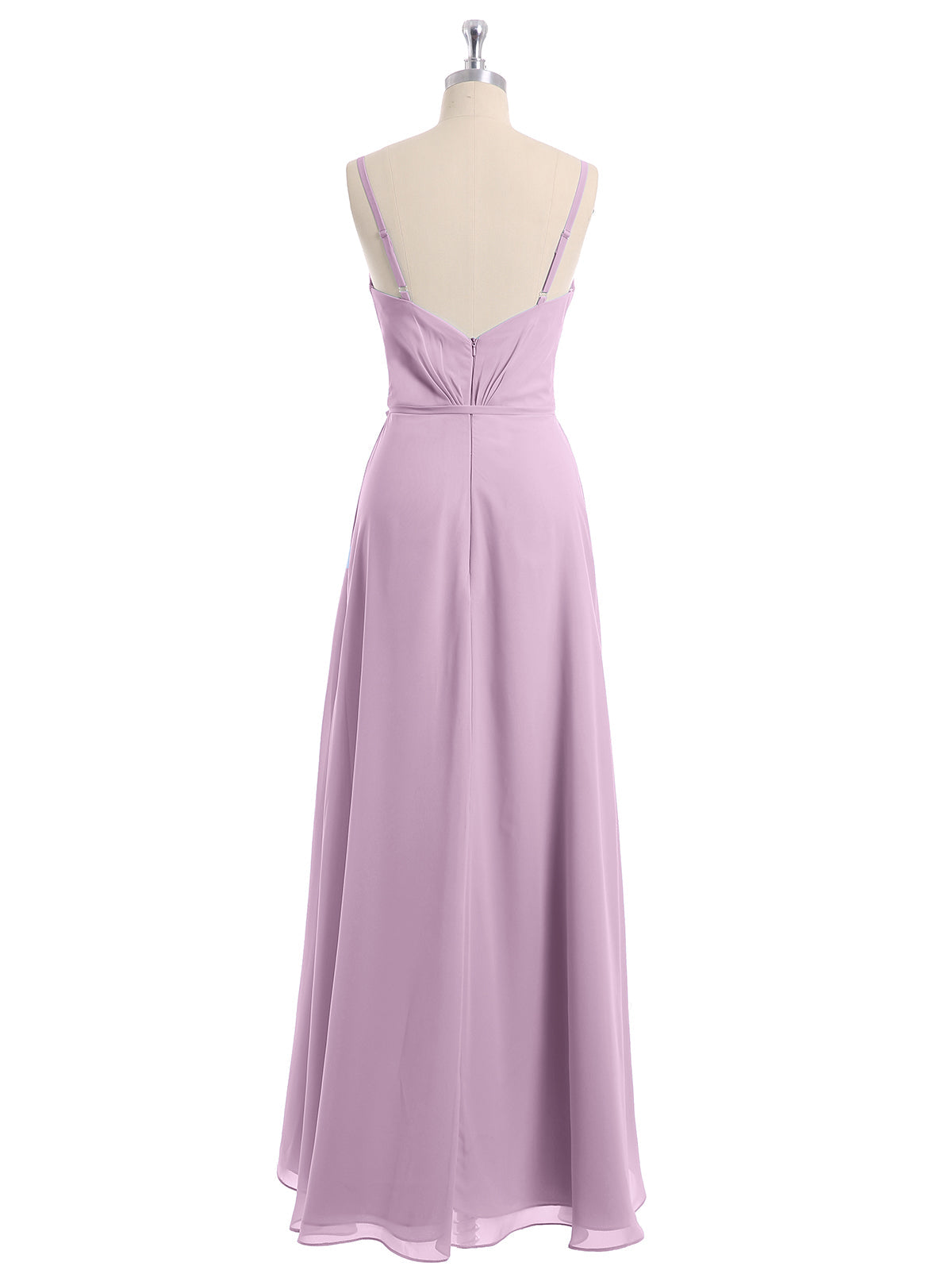 Spaghetti Strap High Low Chiffon Dresses with Bow-Wisteria